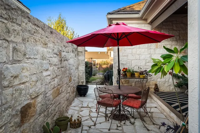 a outdoor view with a sitting space