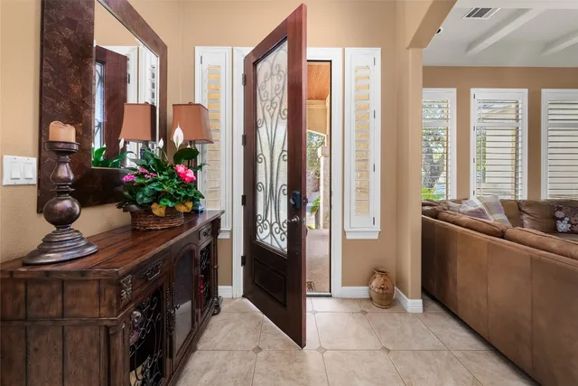 a view of a living room and a window