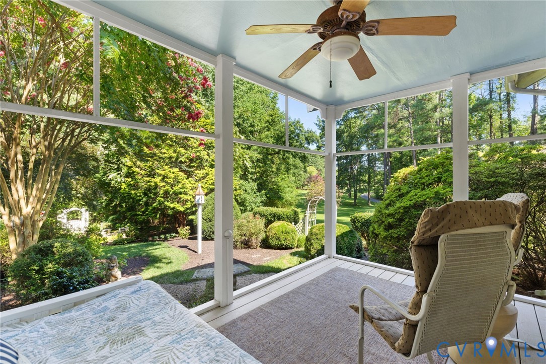281 Echo Meadows Road Rockville, VA 23146 - Photo 32 of 49 a view of a porch with furniture and a yard