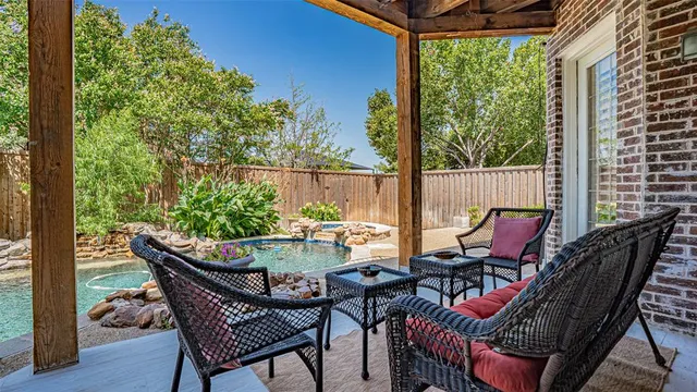 a view of an outdoor seating area