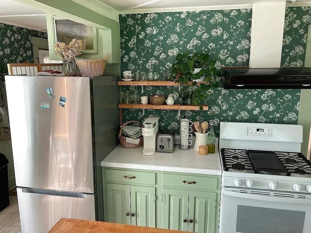 270 Wendell Depot Road Wendell, MA 01379 - Photo 10 of 42 a kitchen with a refrigerator and a stove