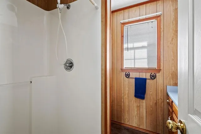 a bathroom with a shower
