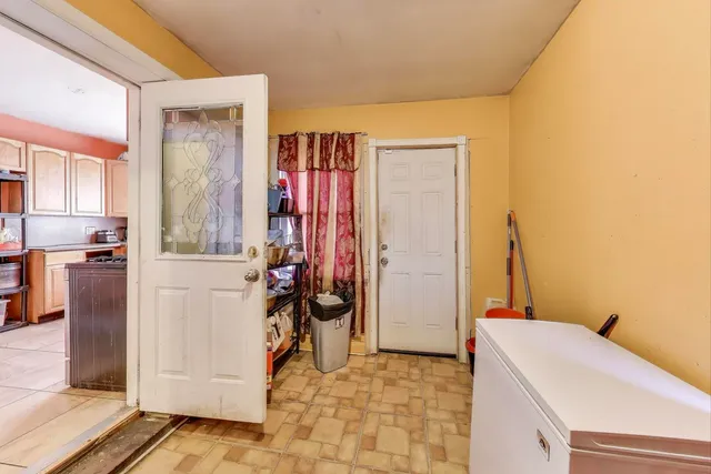 a room with a table and a chair