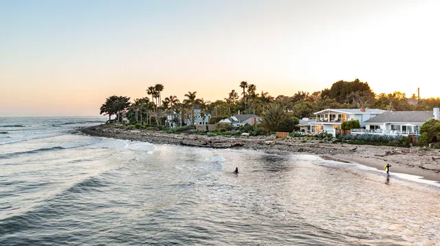 a view of a town with big lake