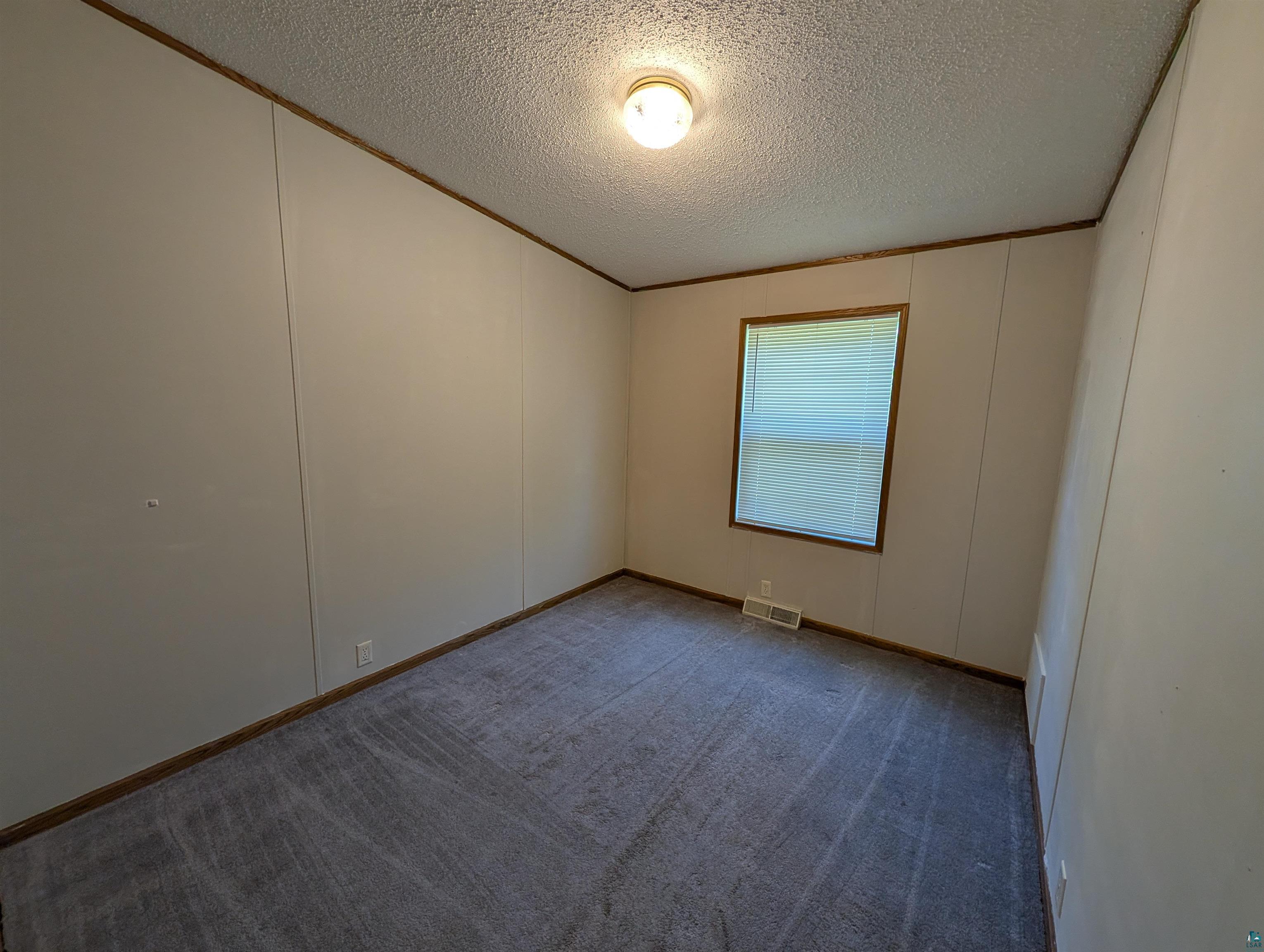 3945 Maple Street Kettle River, MN 55757 - Photo 21 of 41 Carpeted room featuring a single window with blinds, a ceiling-mounted light fixture, and textured ceiling