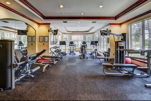 a view of a room with gym equipment