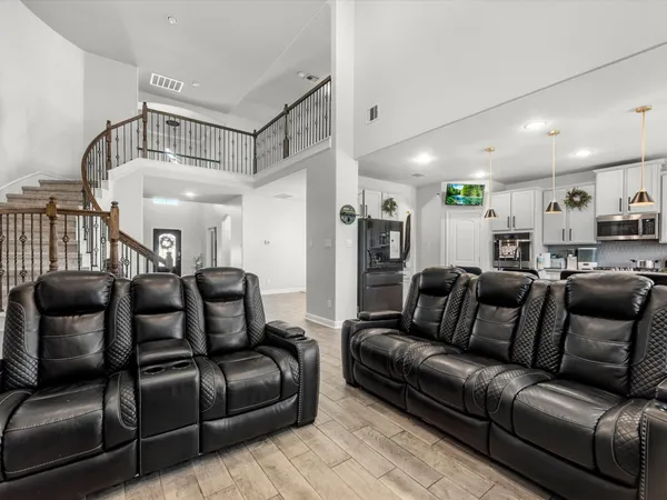 a living room with furniture