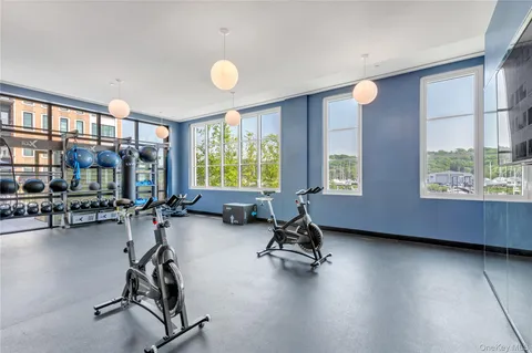 a view of a room with gym equipment