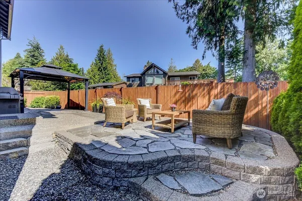 a view of a backyard with garden