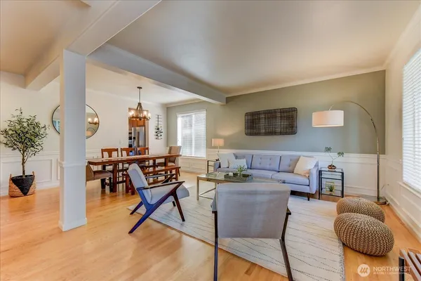 a living room with furniture and a couch