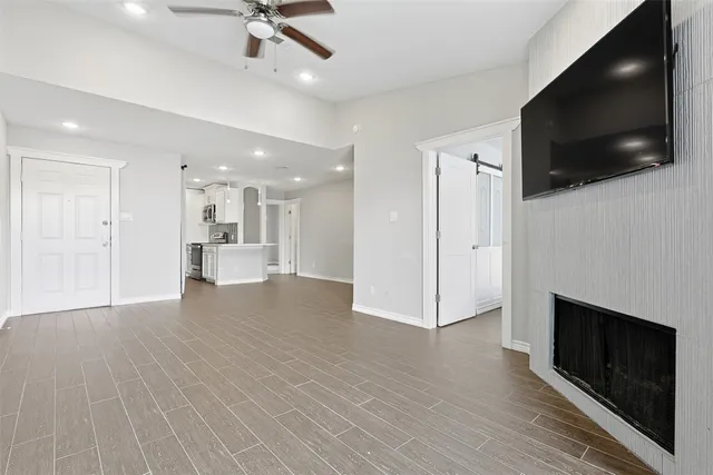 a view of a balcony with city view