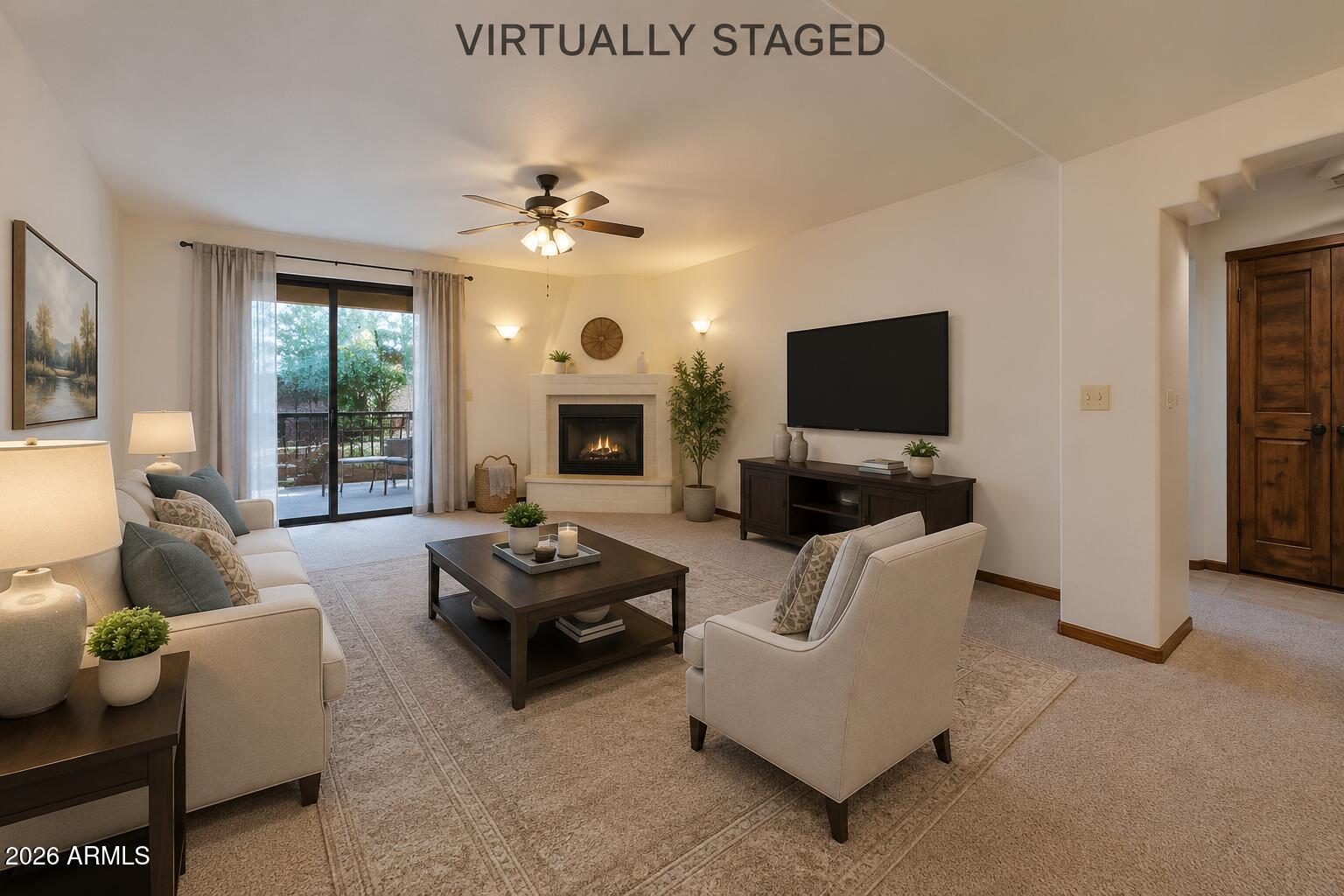 36601 North Mule Train Road, Unit B21 Carefree, AZ 85377 - Photo 9 of 33 Living room with firepace
