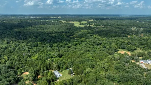a view of a field of grass and trees