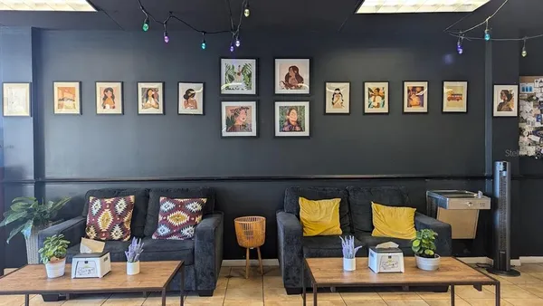 a living room with furniture