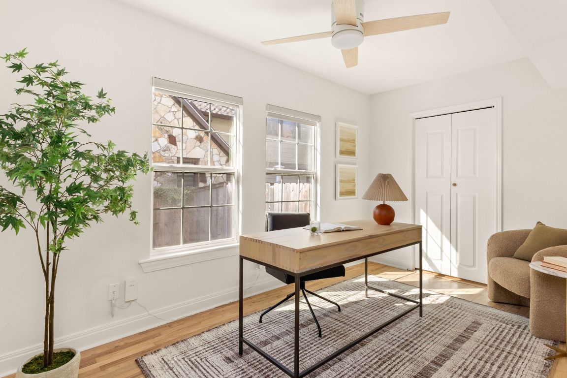4312 Rosedale Avenue Austin, TX 78756 - Photo 13 of 40 Office space featuring light wood-type flooring and ceiling fan