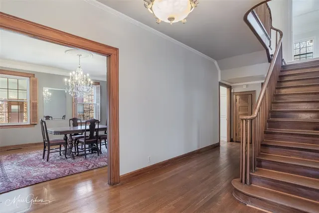 a view of a livingroom with furniture and wooden floor