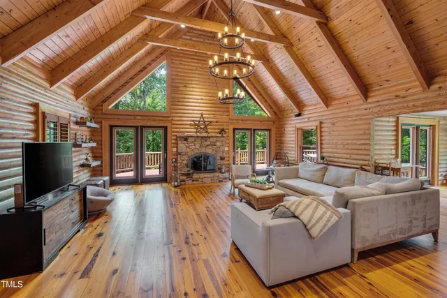 a lobby with furniture and outdoor space