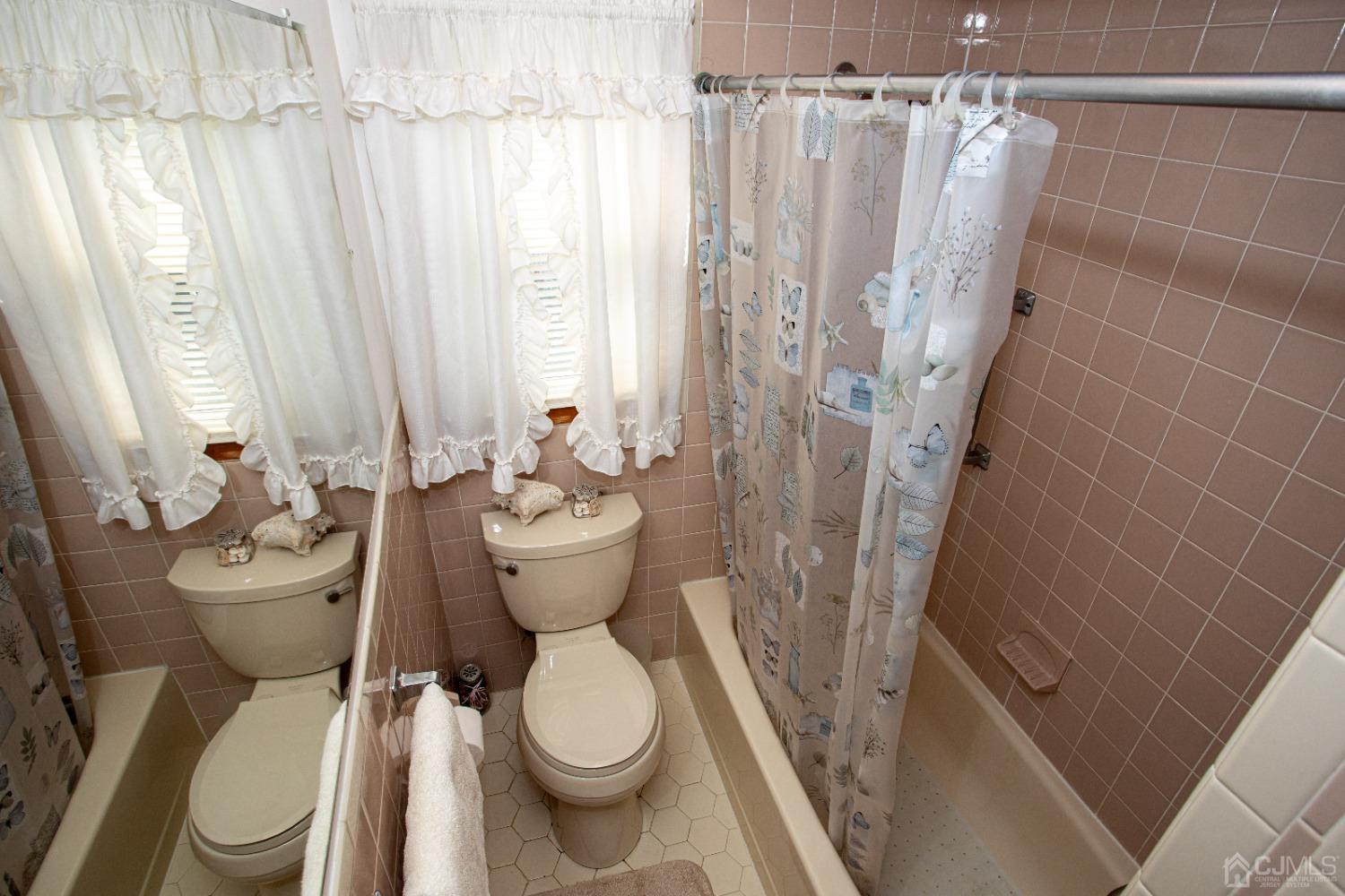 9 Becker Drive Sayreville, NJ 08859 - Photo 22 of 39 a white toilet sitting next to a shower curtain