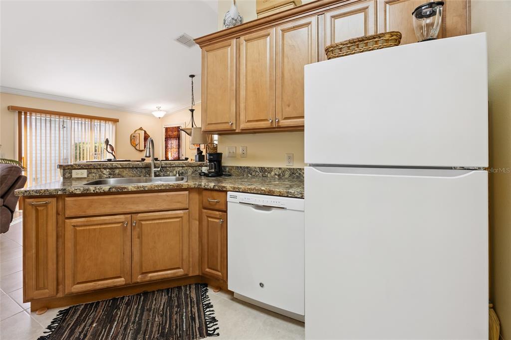 2372 Travis Place The Villages, FL 32162 - Photo 9 of 33 a kitchen with a refrigerator and cabinets