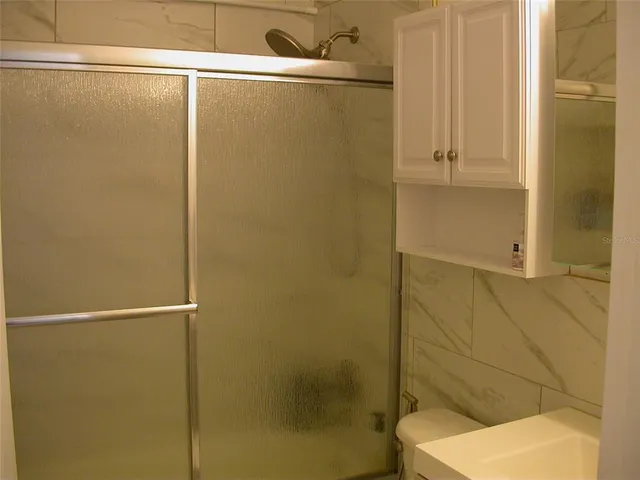 a bathroom with a shower