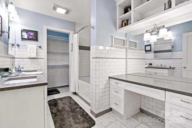 a bathroom with a sink a bathtub and shower