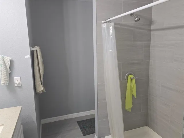 a bathroom with a mirror