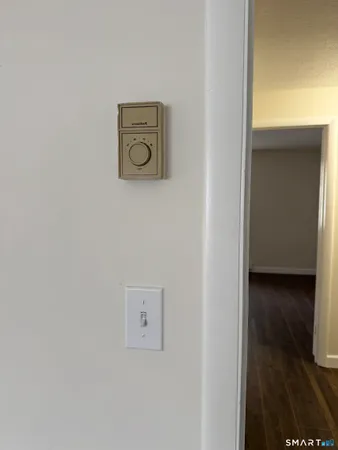 a view of cabinets and window