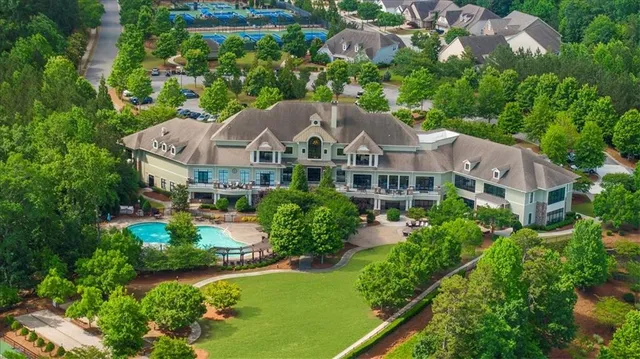 an aerial view of a house