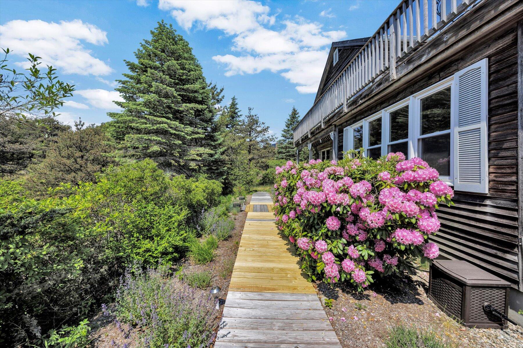 3 Amber Way Truro, MA 02666 - Photo 6 of 43 a front view of a house with a yard and flowers