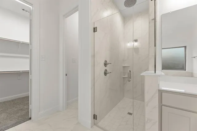 a bathroom with a shower