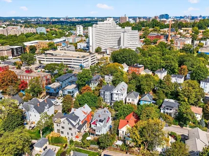 an aerial view of multiple house