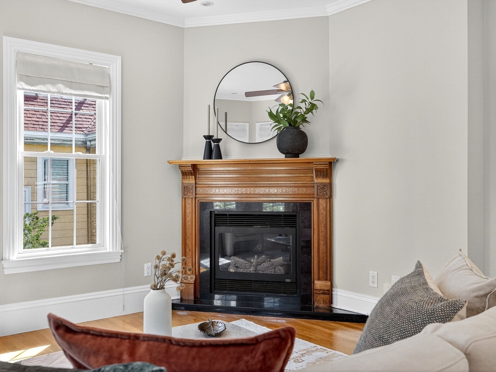 24 Evergreen Street, Unit 2 Boston, MA 02130 - Photo 6 of 31 a living room with furniture and a fireplace
