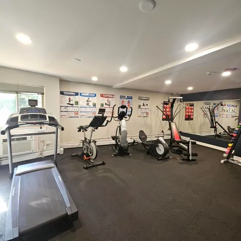 a view of a room with gym equipment