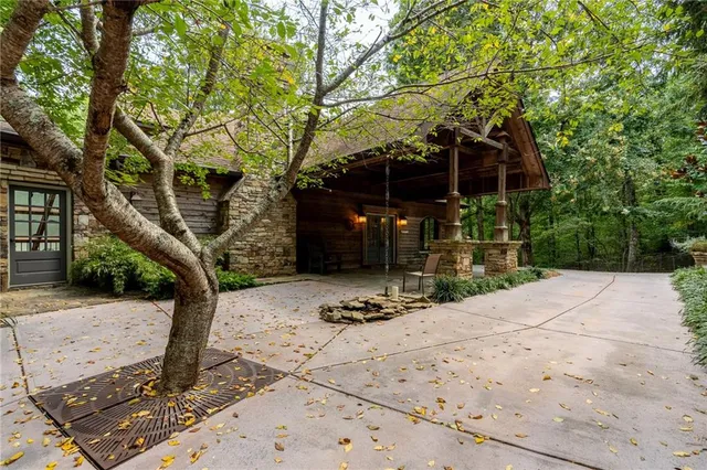 a view of a building with a street