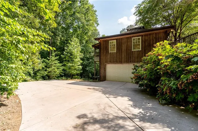a view of a balcony with car parked