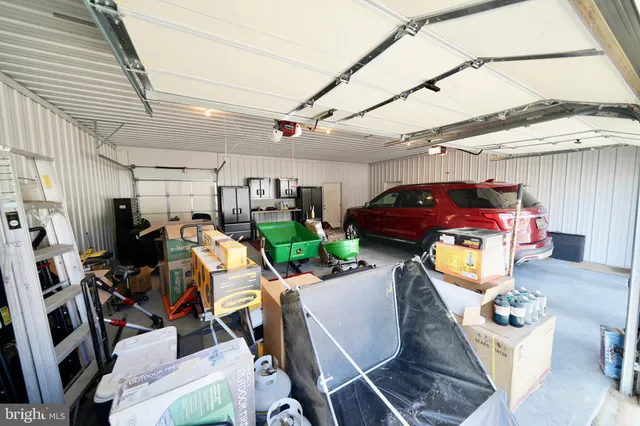 a view of a garage with furniture