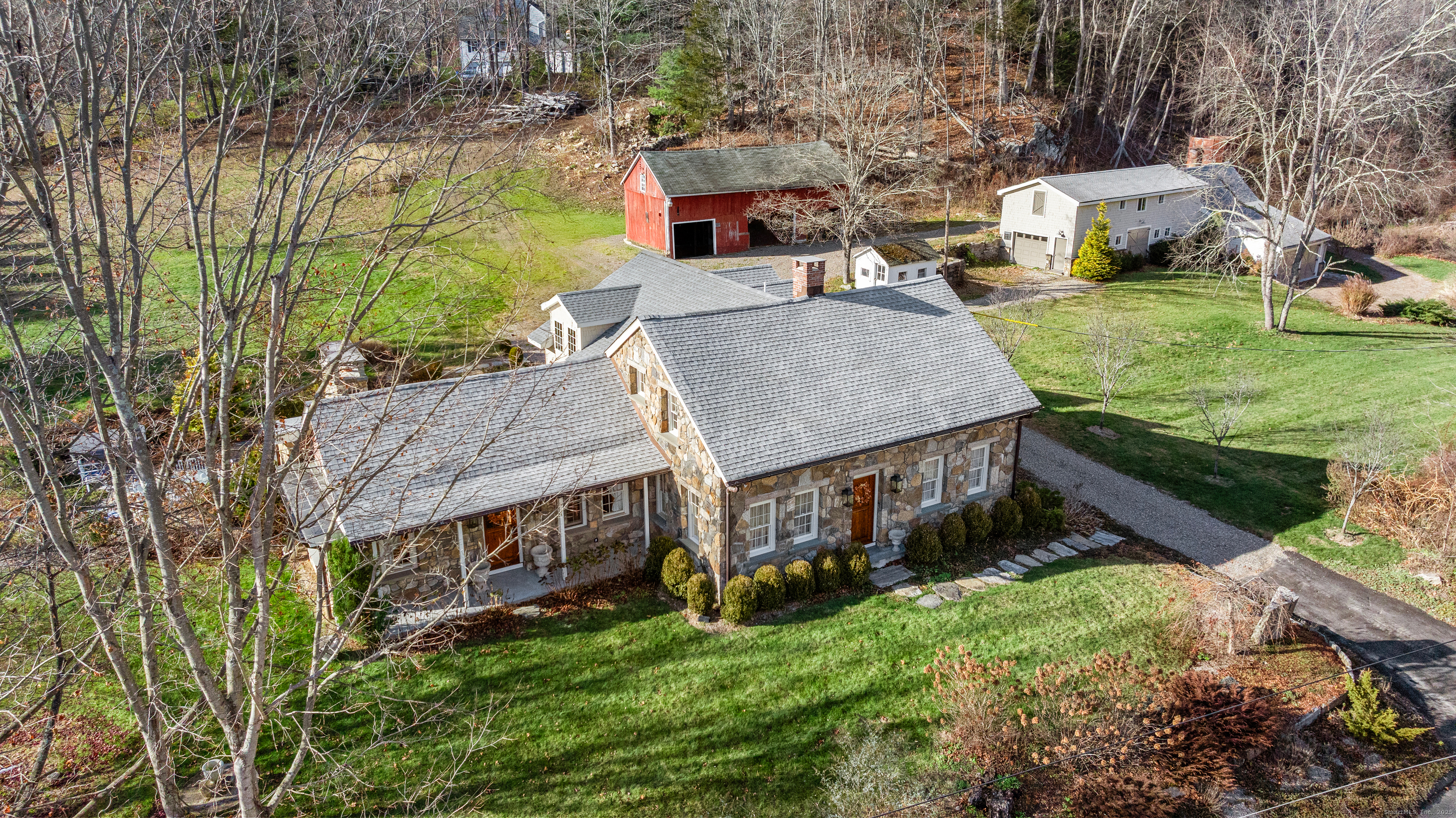 40 Plaster House Road Southbury, CT 06488 - Photo 3 of 40 a aerial view of a house with a yard table and chairs