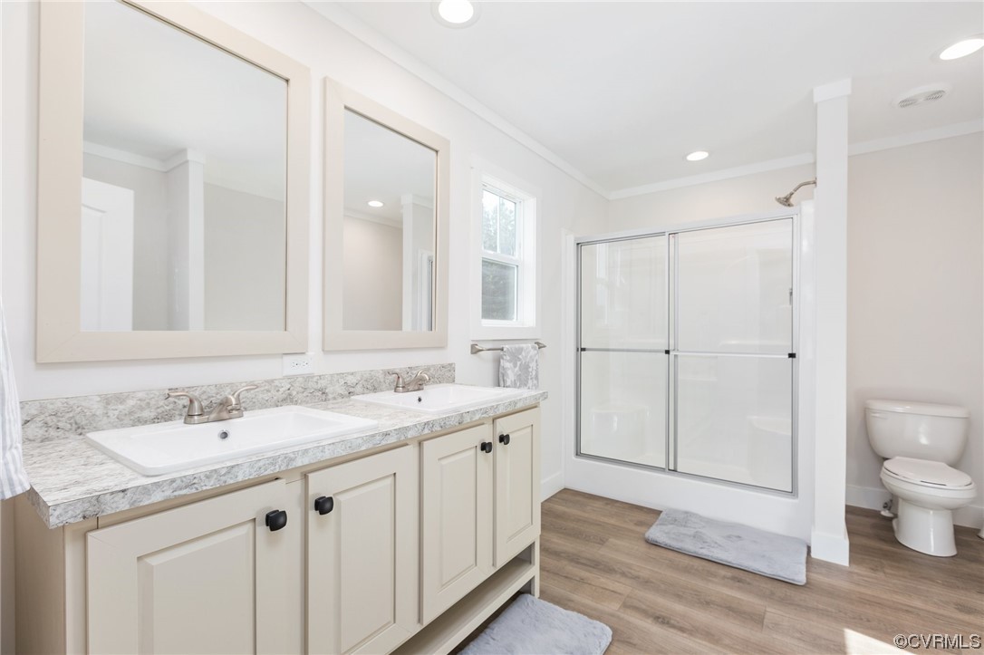 2011 Meherrin Road Meherrin, VA 23954 - Photo 35 of 37 a spacious bathroom with a granite countertop sink a toilet and a shower