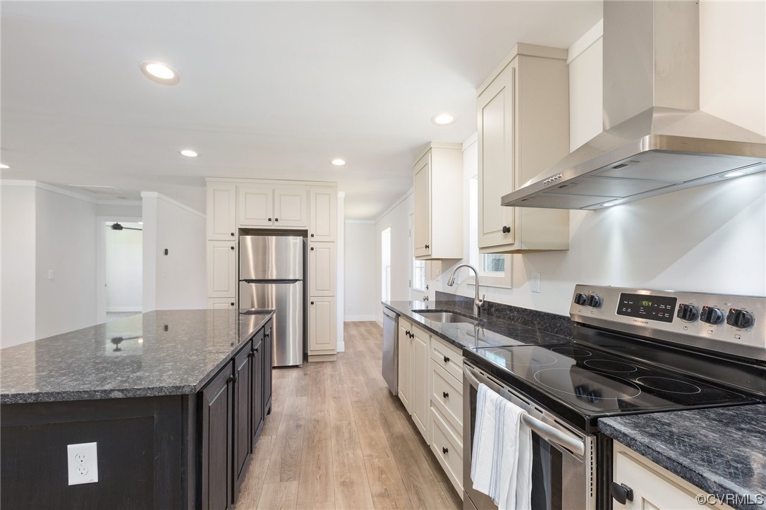 2011 Meherrin Road Meherrin, VA 23954 - Photo 10 of 37 a kitchen with stainless steel appliances granite countertop a sink stove and refrigerator