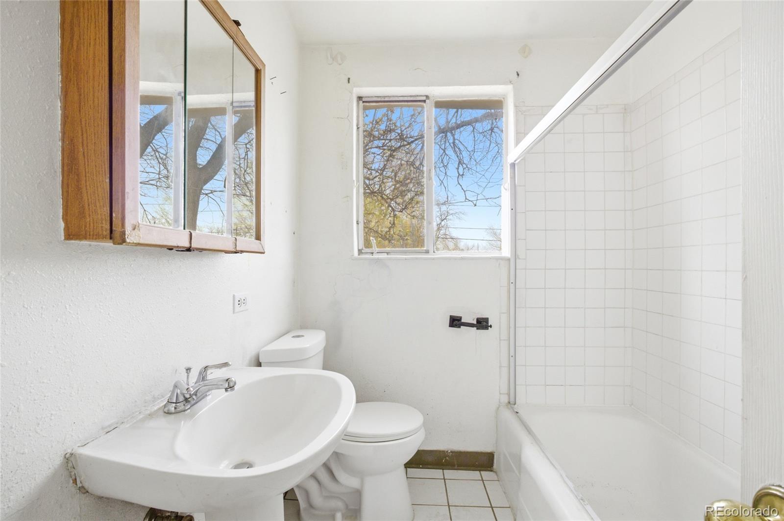 791 Quebec Street Denver, CO 80220 - Photo 9 of 17 a bathroom with a sink and a mirror
