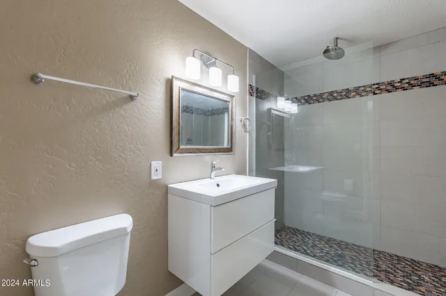 a bathroom with a toilet a sink and mirror