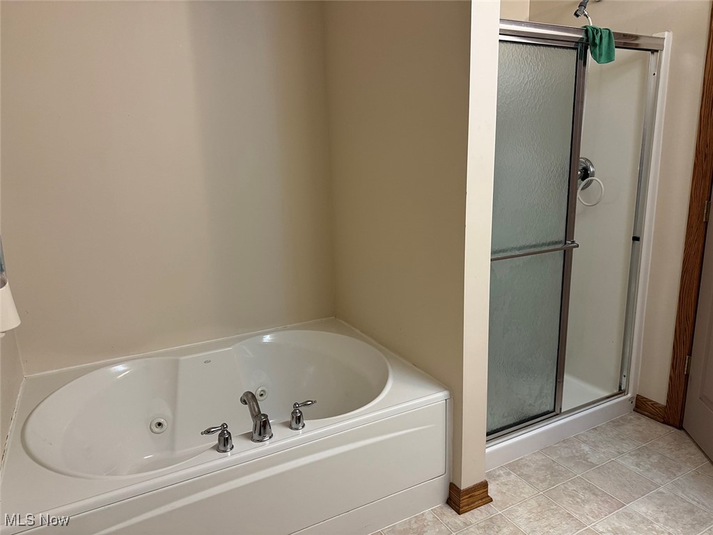 3718 Babcock Road Williamsfield, OH 44093 - Photo 27 of 31 Bathroom with tile patterned flooring and plus walk in shower