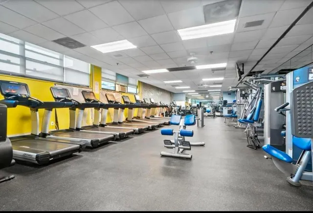 a view of a room with gym equipment