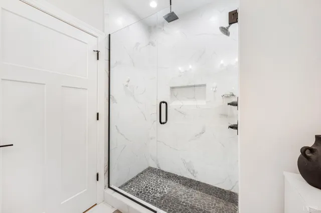 a bathroom with a shower