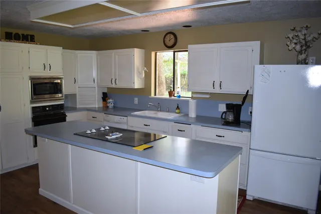 a kitchen with a sink a stove and a refrigerator
