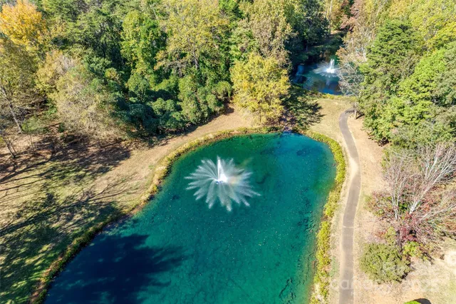 a view of a swimming pool with a yard