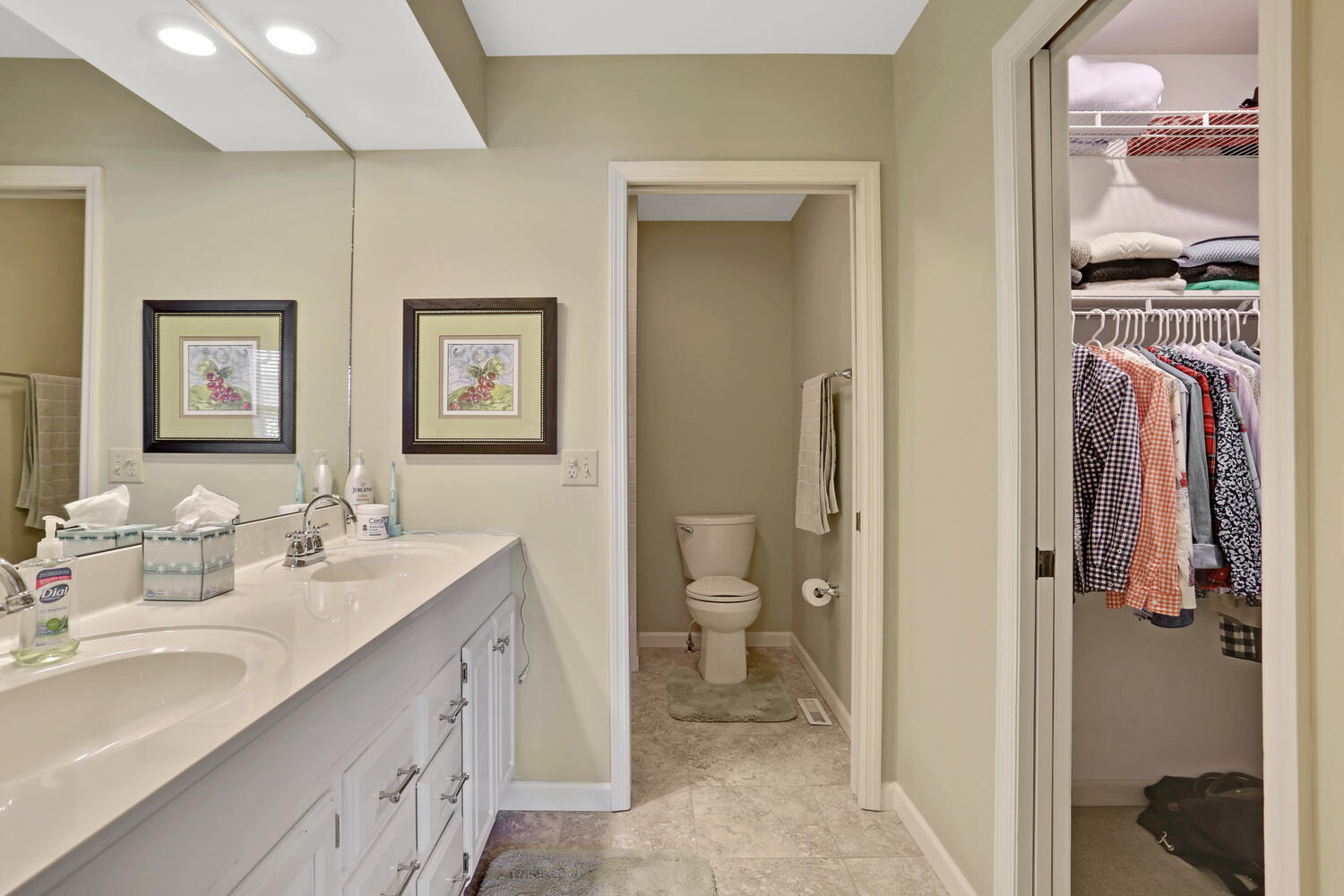 1727 Lakeside Drive, Unit B Champaign, IL 61821 - Photo 29 of 35 a en suite bathroom with a granite countertop sink toilet and a mirror