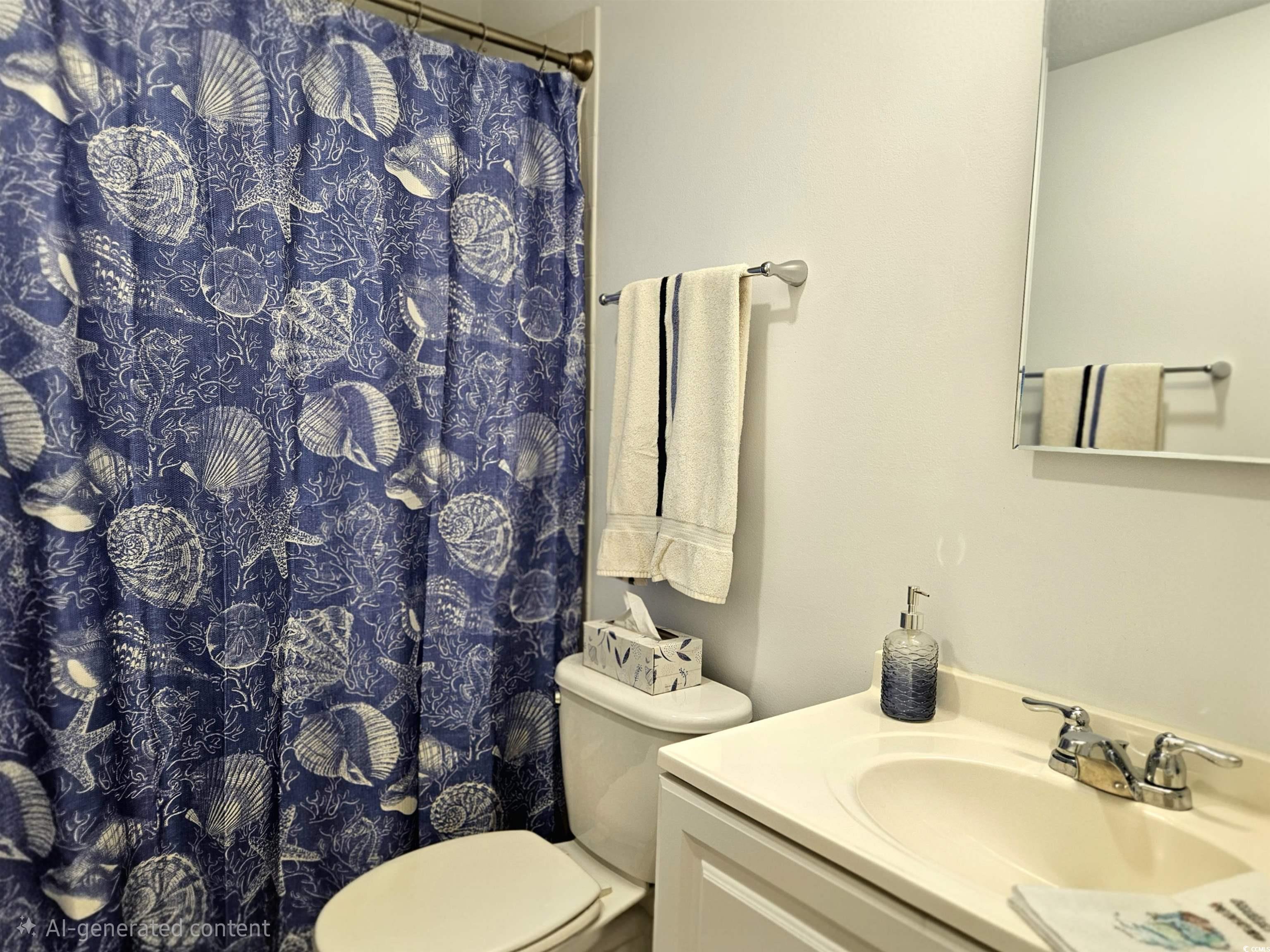 471 Meadowlark Surfside Beach, SC 29575 - Photo 23 of 40 Bathroom with vanity and a shower with shower curtain