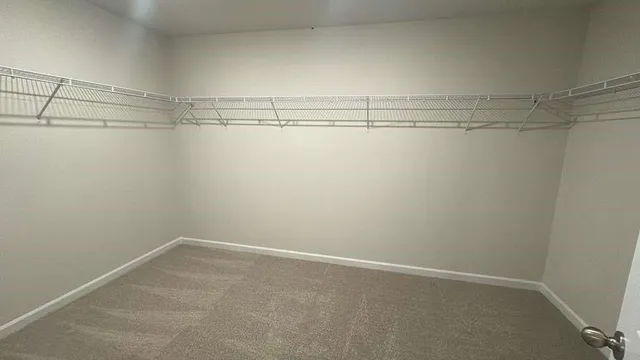 a view of a room with racks on the wall