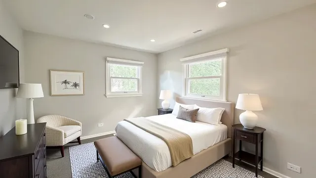 a bedroom with bed and a window